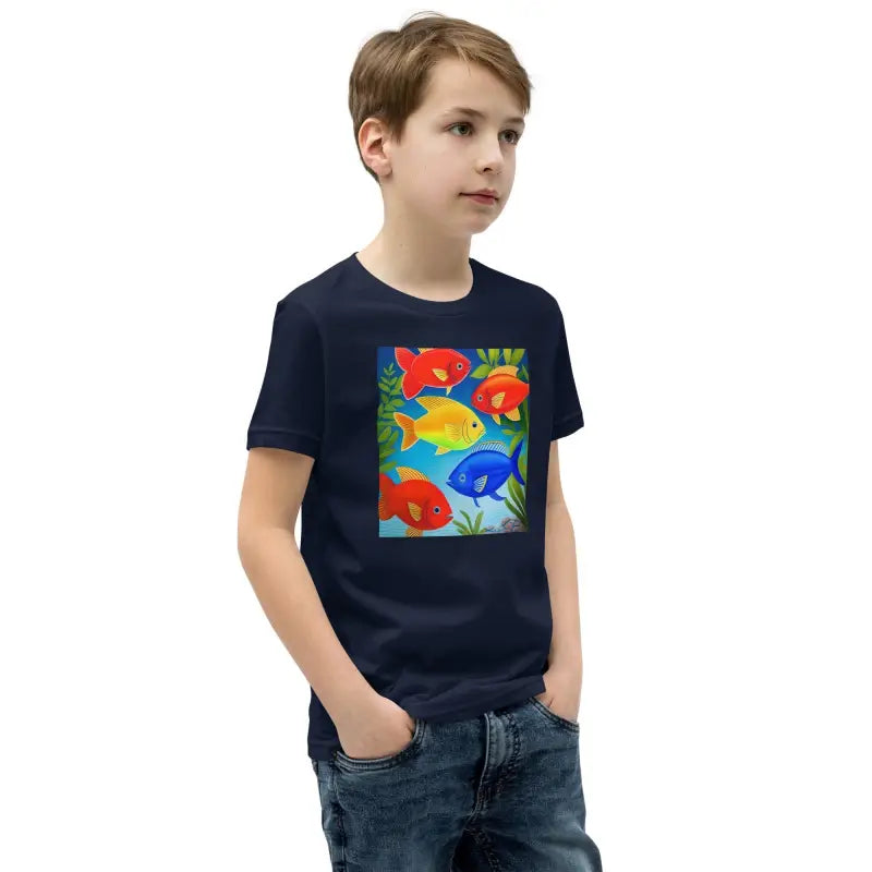 Vibrant Youth Tee with Colorful Fishes - Swim in Style! - Kids Clothes