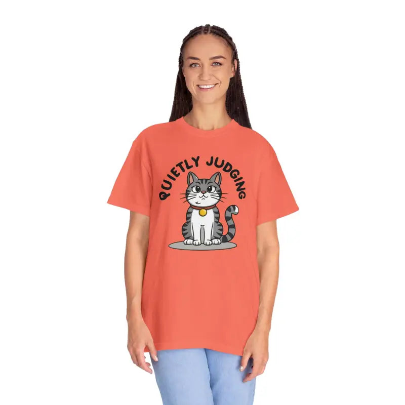 Chill in Style with Comfort Colors Cat Quietly Judging Tee - Bright Salmon / s T-shirt