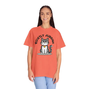 Cat Quietly Judging Tee - Comfort Colors Sassy Shirt - Dipaliz - Bright Salmon / s - T-shirts