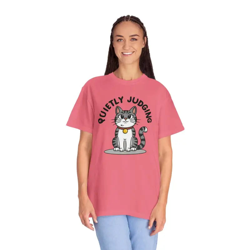 Chill in Style with Comfort Colors Cat Quietly Judging Tee - Peony / l T-shirt