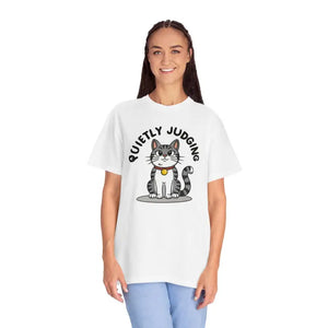 Cat Quietly Judging Tee - Comfort Colors Sassy Shirt - Dipaliz - White / s - T-shirts