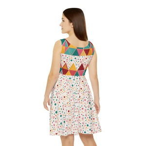 Dresses - Skater Dress Geometrical Triangles Pattern Bold Abstract - Dipaliz