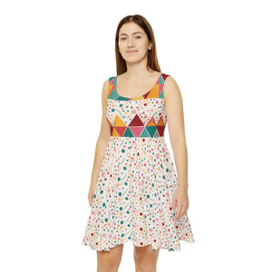 Dresses - Skater Dress Geometrical Triangles Pattern Bold Abstract - Dipaliz s