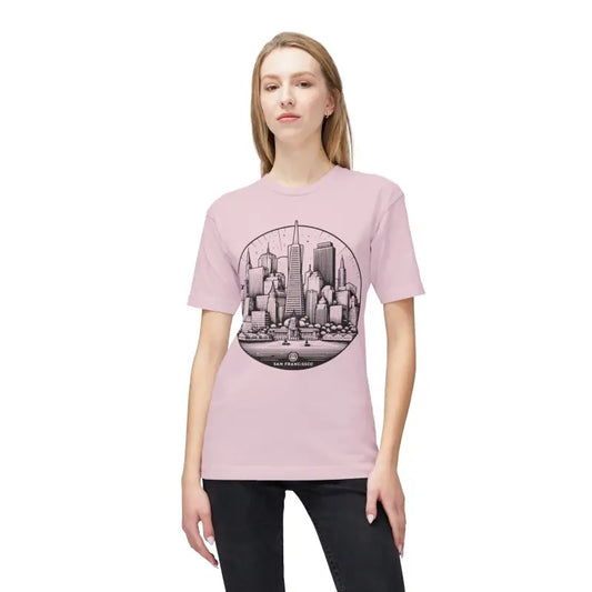 San Francisco Skyline Cotton Tee: Fashion Trends 2024 - Pink / s T-shirt