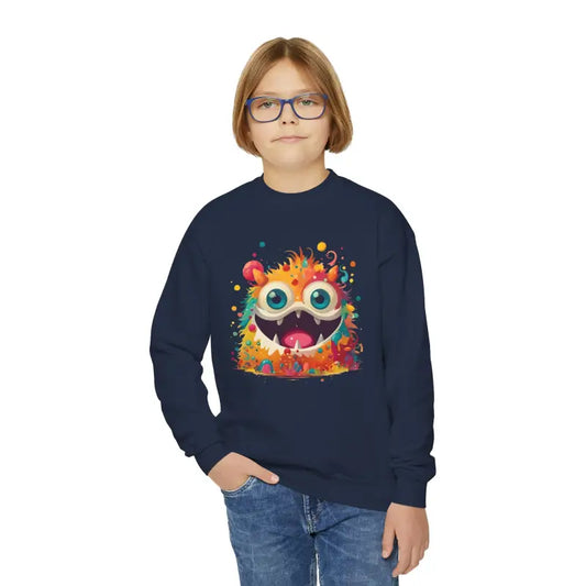 Cozy Cutie: Trendy Youth Crewneck With Cute Monster Design - Kids Clothes