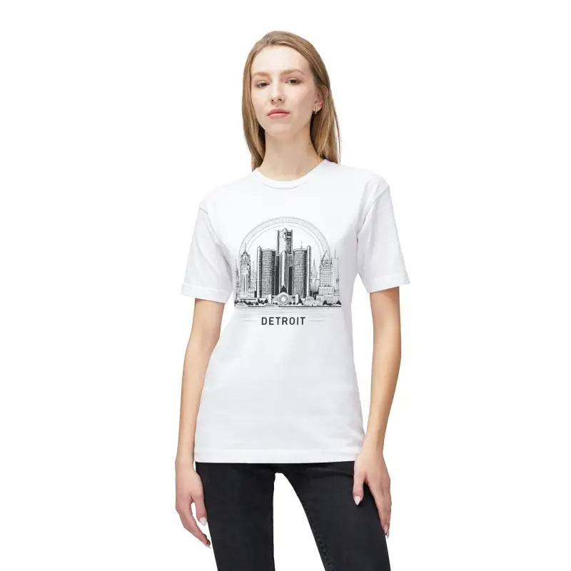 Cozy Detroit Skyline Cotton Tee: Fashion Trend 2024 Must-have! - T-shirt