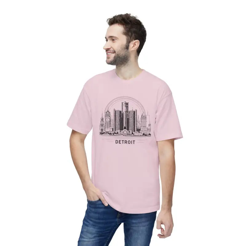 Cozy Detroit Skyline Cotton Tee: Fashion Trend 2024 Must-have! - Pink / s T-shirt