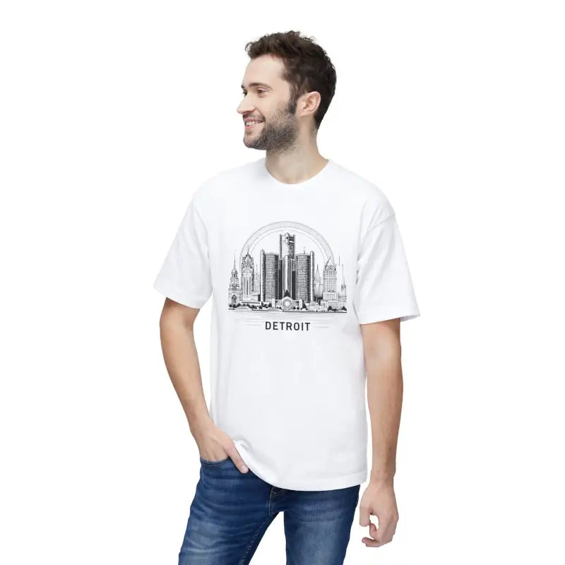 Cozy Detroit Skyline Cotton Tee: Fashion Trend 2024 Must-have! - White / s T-shirt