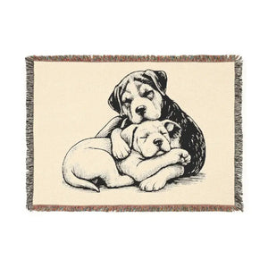 Dog Lovers Woven Blanket - Adorable Puppy Design - Dipaliz - Artwork / 52’’ × 37’’ - Blankets