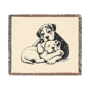 Cozy Dog Lovers Woven Blanket Adorable Puppy Design Dipaliz - Blankets