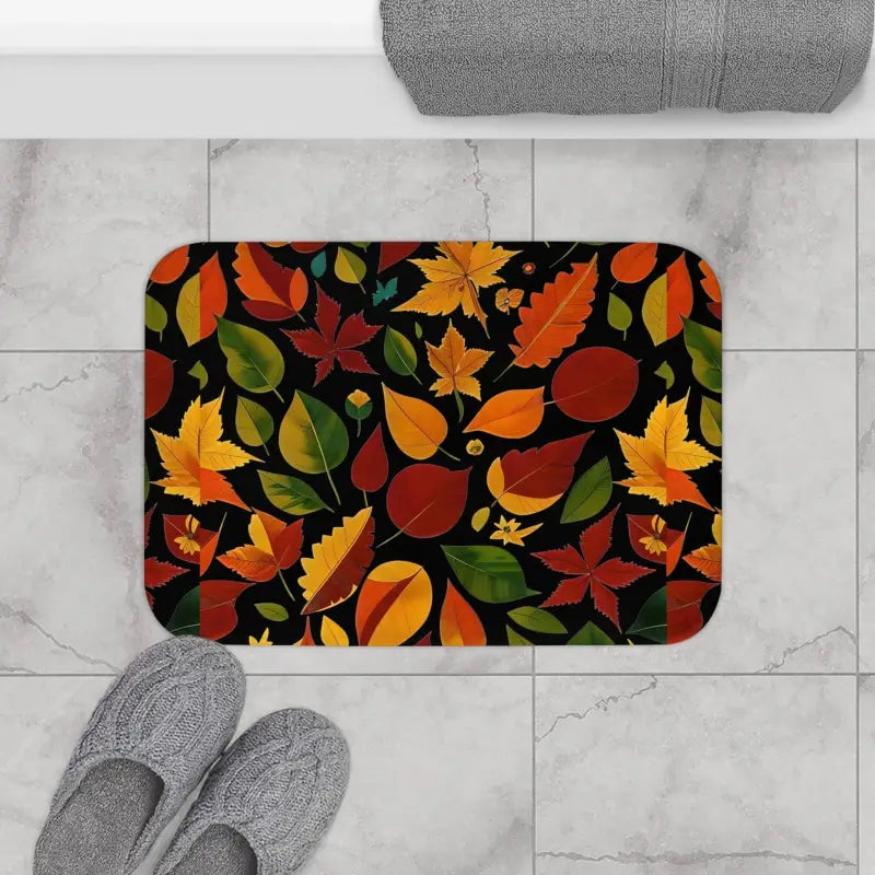 Transform your Bathroom with Cozy Fall Foliage Bath Mat - 24’’ × 17’’ Home Decor