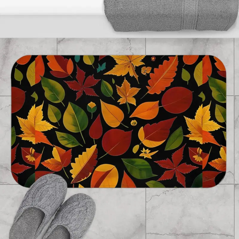 Transform your Bathroom with Cozy Fall Foliage Bath Mat - 34’’ × 21’’ Home Decor