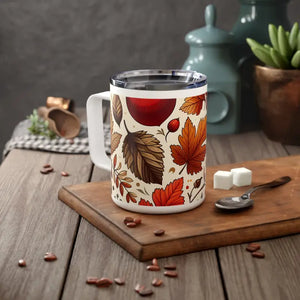 Cozy Fall Insulated Coffee Mug with Clear Acrylic Lid - Dipaliz - 10oz / White - Mugs