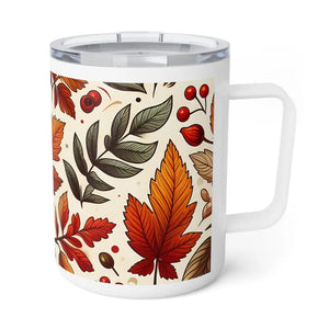 Cozy Fall Insulated Coffee Mug with Clear Acrylic Lid - Dipaliz - 10oz / White - Mugs