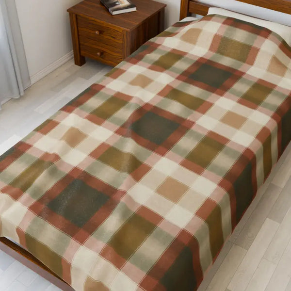 All Over Prints - Cozy Fall Plaid Velveteen Plush Blanket - Warm Rustic Buffalo Check Throw 60’’ × 80’’