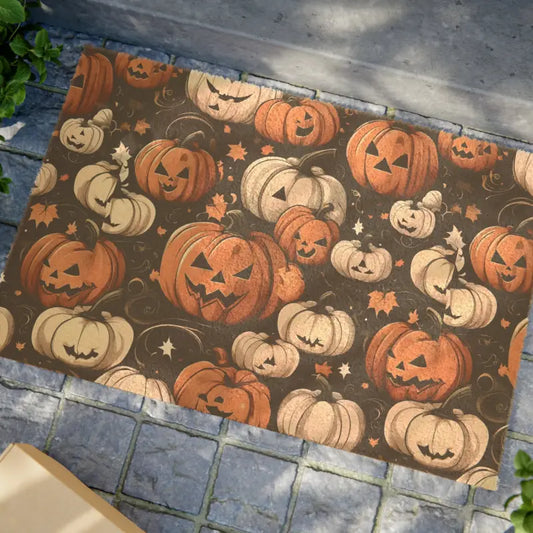 Vibrant Colored Pumpkins Coir Doormat for Outdoor Charm - 24’’ x 16’’ Home Decor