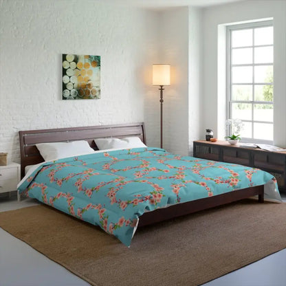 Cozy Floral Teal Comforter for Luxurious Sleep Style - 104’’ × 88’’ Home Decor