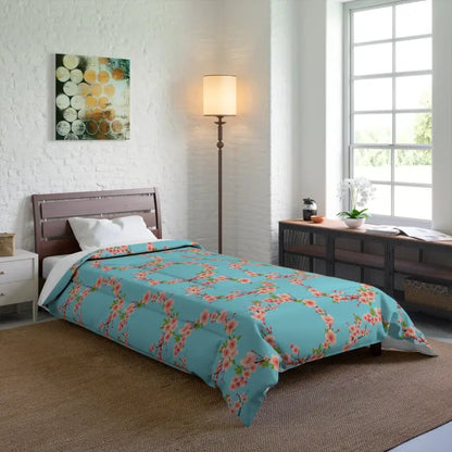 Cozy Floral Teal Comforter for Luxurious Sleep Style - 68’’ × 92’’ Home Decor