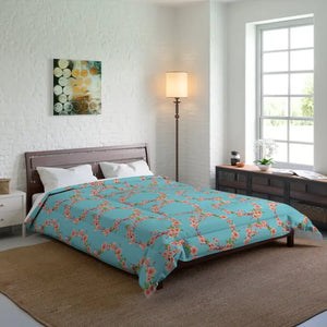 Floral Teal Comforter - Polyester Dreamy Retreat Style - Dipaliz - 88’’ × - Quilts & Comforters