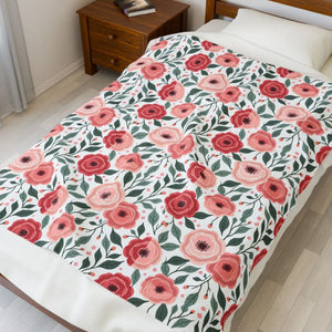 Floral Print Blanket – Velveteen Plush - Dipaliz - Blankets