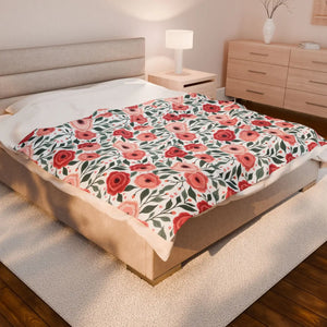 Floral Print Blanket – Velveteen Plush - Dipaliz - Blankets