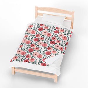 Floral Print Blanket – Velveteen Plush - Dipaliz - Blankets