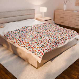 Vibrant Floral Velveteen Plush Blanket - Dipaliz - Blankets