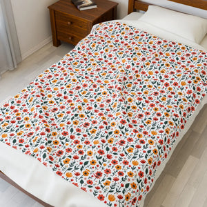 Vibrant Floral Velveteen Plush Blanket - Dipaliz - Blankets