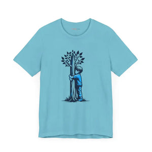 Nature Lover Tee Jersey Short Sleeve Boy Hugging Tree - Dipaliz - T-shirts