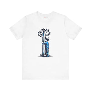 Nature Lover Tee Jersey Short Sleeve Boy Hugging Tree - Dipaliz - T-shirts