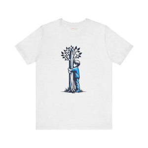 Nature Lover Tee Jersey Short Sleeve Boy Hugging Tree - Dipaliz - T-shirts