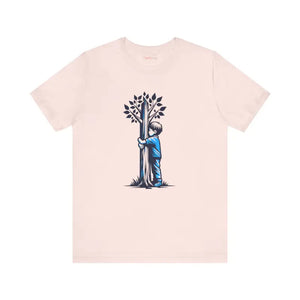 Nature Lover Tee Jersey Short Sleeve Boy Hugging Tree - Dipaliz - T-shirts