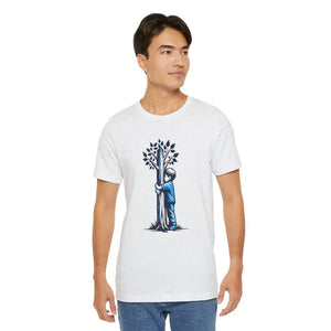 Nature Lover Tee Jersey Short Sleeve Boy Hugging Tree - Dipaliz - Ash / s - T-shirts