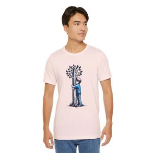 Nature Lover Tee Jersey Short Sleeve Boy Hugging Tree - Dipaliz - Soft Pink / s - T-shirts