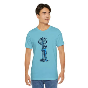 Nature Lover Tee Jersey Short Sleeve Boy Hugging Tree - Dipaliz - Turquoise / s - T-shirts