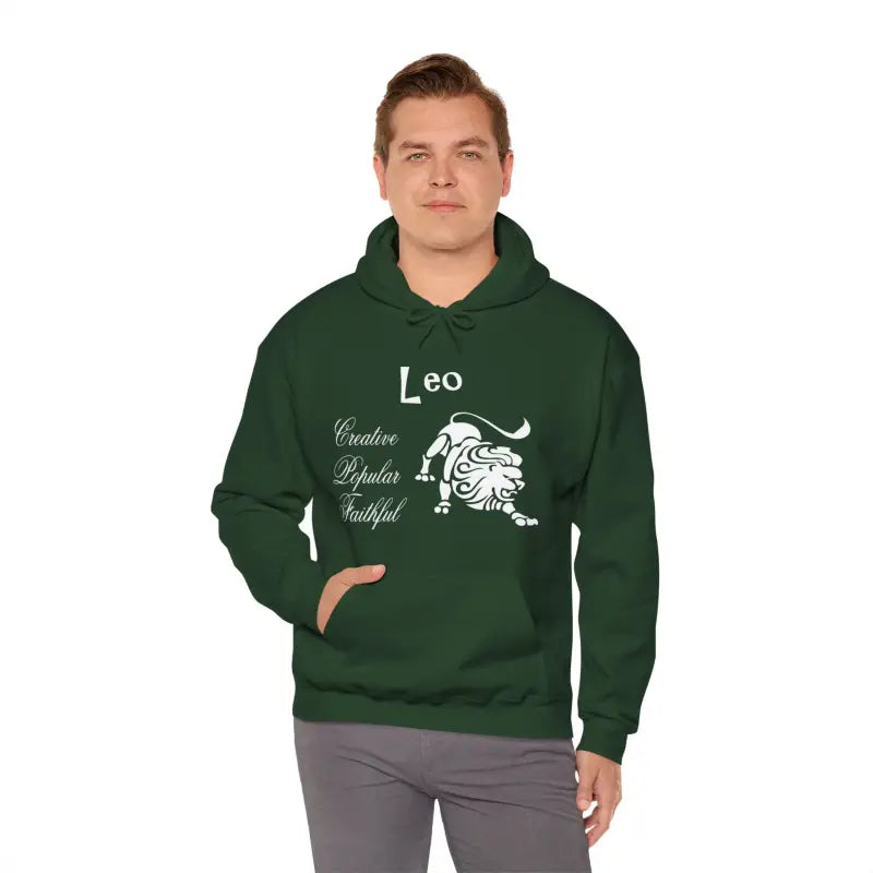 Roar in Style with Cozy Leo Zodiac Sign Sweatshirt - Forest Green / s Hoodie