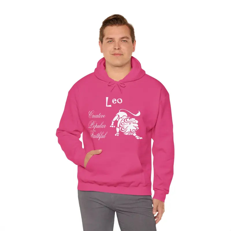 Roar in Style with Cozy Leo Zodiac Sign Sweatshirt - Heliconia / s Hoodie