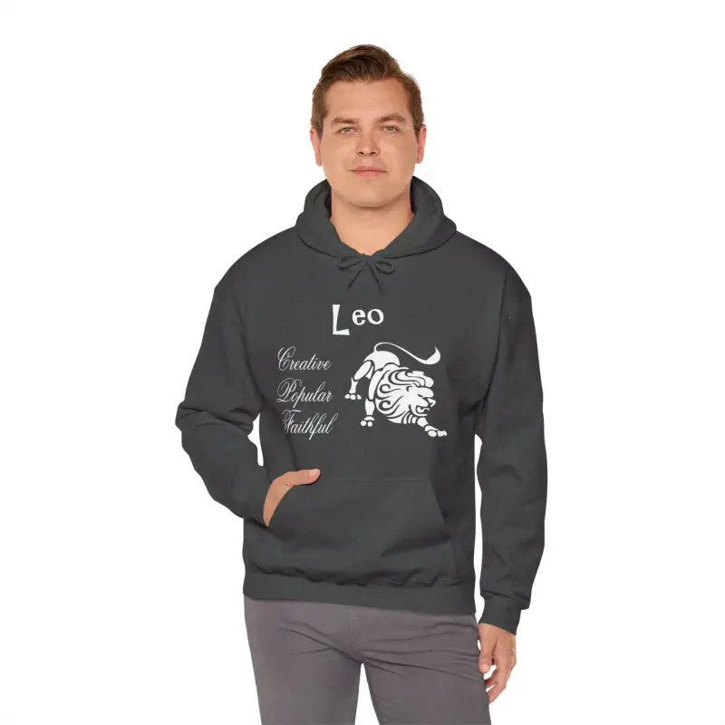 Roar in Style with Cozy Leo Zodiac Sign Sweatshirt - Dark Heather / s Hoodie