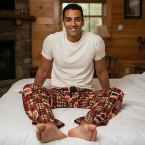 Cozy Lodge Print Pajama Pants Rustic Lounge Men’s Sleepwear Great for Camping Holiday Gift - Pajamas