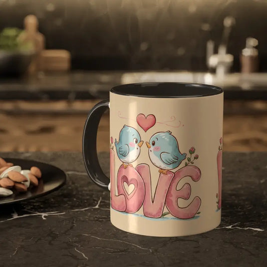 Cozy Love Birds Mugs: Sip in Style with Enchanting Charm - 11oz / Black Mug