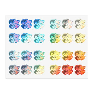 Penguin Animal Sticker Sheets - Playful Decorative Charm - Dipaliz - 11’’ × 8.5’’ / Holographic / Die-cut - Stickers