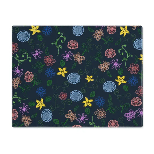 Elevate Dining with Navy Blue Floral Cotton Placemats - 18’’ × 14’’ Home Decor