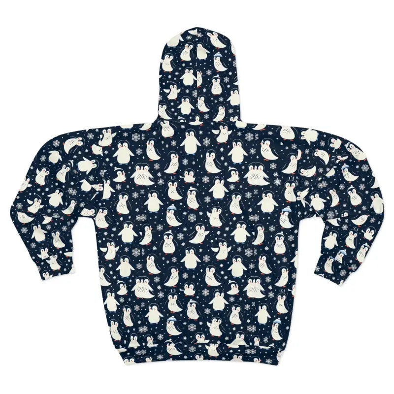 Cozy Up in Style with our Penguins Pattern Unisex Zip Hoodie - Hoodies