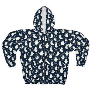 Penguins Pattern Unisex Zip Hoodie Soft Fleece Winter Warmth - Dipaliz - Xs - Hoodies