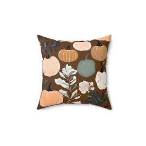 Fall Season Pumpkins Spun Polyester Square Pillow - Dipaliz - 14’’ × - Throw Pillows