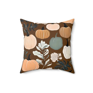 Fall Season Pumpkins Spun Polyester Square Pillow - Dipaliz - 16’’ × - Throw Pillows