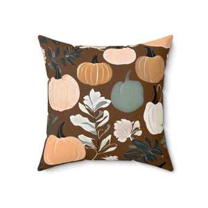 Fall Season Pumpkins Spun Polyester Square Pillow - Dipaliz - 18’’ × - Throw Pillows
