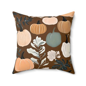 Fall Season Pumpkins Spun Polyester Square Pillow - Dipaliz - Throw Pillows