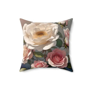 Rose Flowers Polyester Square Pillow - Spun Comfort - Dipaliz - 16’’ × - Throw Pillows