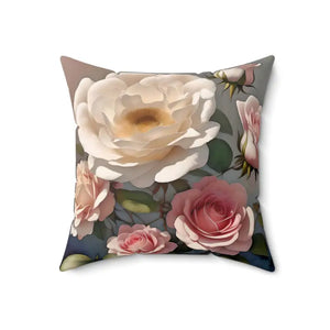 Rose Flowers Polyester Square Pillow - Spun Comfort - Dipaliz - 18’’ × - Throw Pillows